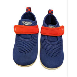 Speedo Water Shoes Unisex Med 7/8 Shore Explore Swim Shoes Blue/Red Kids